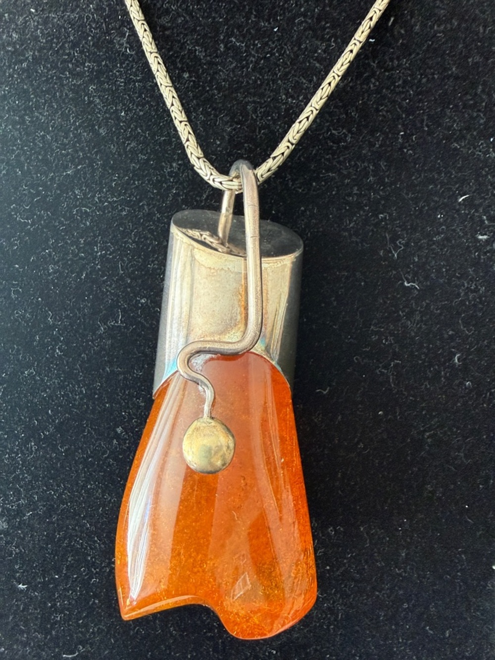 Amber Pendant Necklace - Orange
